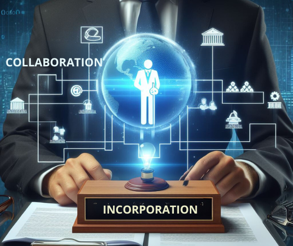 A photorealistic image demonstrating the decision to incorporate a business, with the text 'incorporation' strictly included, designed to be engaging and professional for business owners considering incorporating their business.